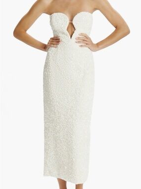 Bardot Ivory Strapless Sequin Column Dress